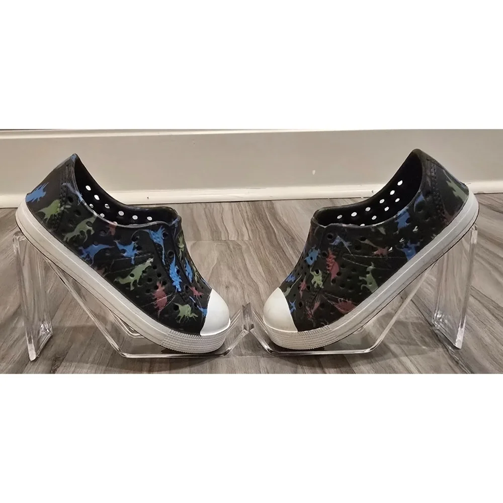 XRAY Kids Dinosaur Slip On Clogs Size 7 Black Multicolor Dino Print Shoes